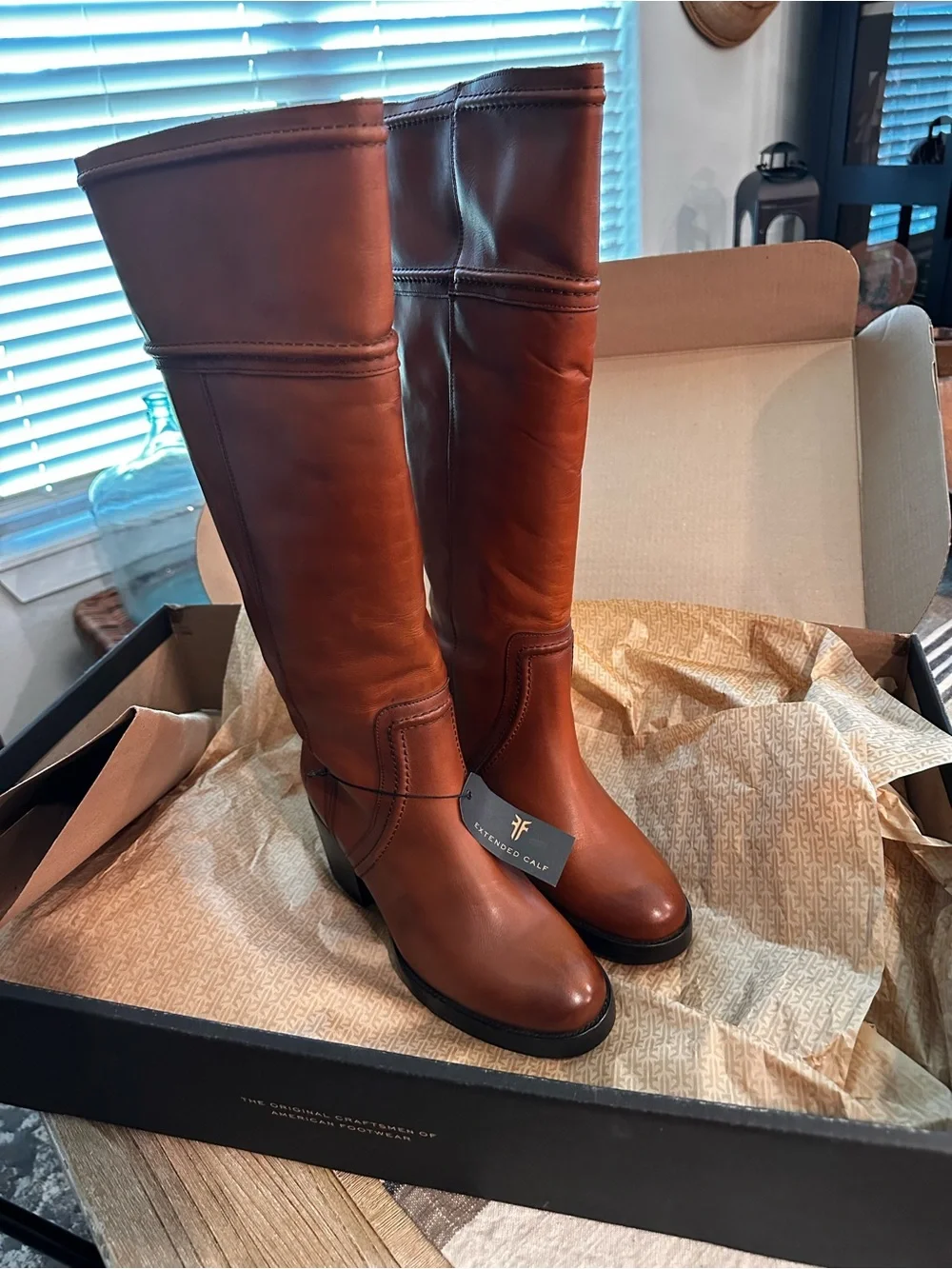 Frye tall caramel  boots in wide calf
